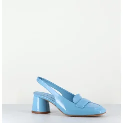Sale HALMANERA Mocassins slingback en cuir ciel petit talon - CALA25 GLAZE CELESTE BLEU