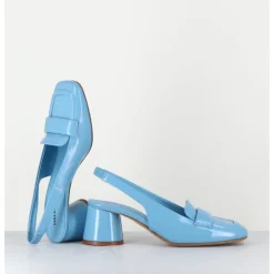Sale HALMANERA Mocassins slingback en cuir ciel petit talon - CALA25 GLAZE CELESTE BLEU