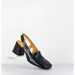 Outlet MARA BINI Mocassins slingback en naplak marine petit talon - S242233 NAPLAK BLU BLEU