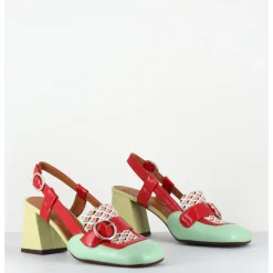 Best CHIE MIHARA Mocassins slingback motif rétro vert jaune rouge - SUYLI SANDONIS MENTA