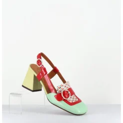 Best CHIE MIHARA Mocassins slingback motif rétro vert jaune rouge - SUYLI SANDONIS MENTA