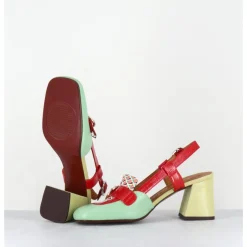 Best CHIE MIHARA Mocassins slingback motif rétro vert jaune rouge - SUYLI SANDONIS MENTA