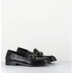 Discount LA BOTTEGA DI LISA Mocassins souple en cuir avec mors clouté - 5246 BUF NERO NOIR