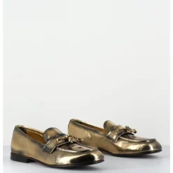 Best HOTTO Mocassins souple en cuir métallisé doré - 60264 CAPRA SUPER ORO DORE