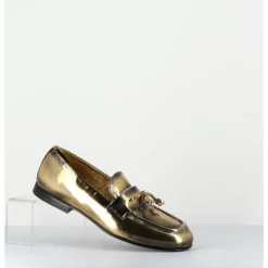 Best HOTTO Mocassins souple en cuir métallisé doré - 60264 CAPRA SUPER ORO DORE