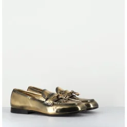 Best HOTTO Mocassins souple en cuir métallisé doré - 60264 CAPRA SUPER ORO DORE