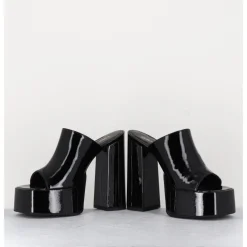 Discount GARRICE LAB Mules à haute plateforme cuir vernis - MARCHI VERNICE NERO NOIR