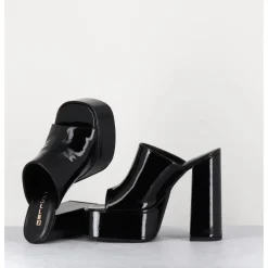 Discount GARRICE LAB Mules à haute plateforme cuir vernis - MARCHI VERNICE NERO NOIR