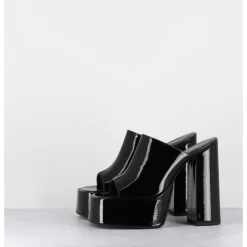 Discount GARRICE LAB Mules à haute plateforme cuir vernis - MARCHI VERNICE NERO NOIR