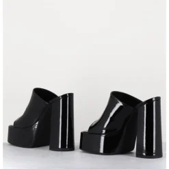 Discount GARRICE LAB Mules à haute plateforme cuir vernis - MARCHI VERNICE NERO NOIR