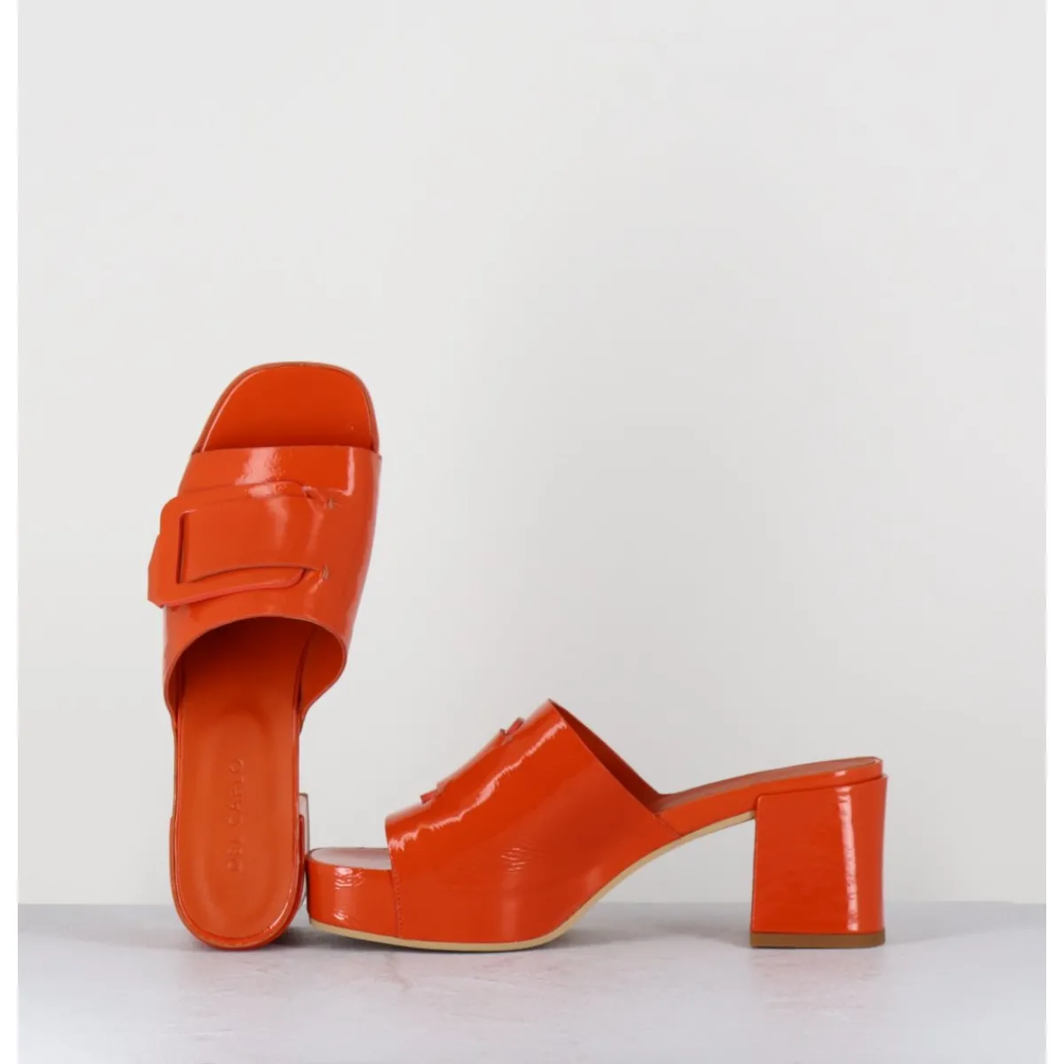 Outlet DEL CARLO Mules à plateforme petit talon vernis - 11532 VETRO ORANGE