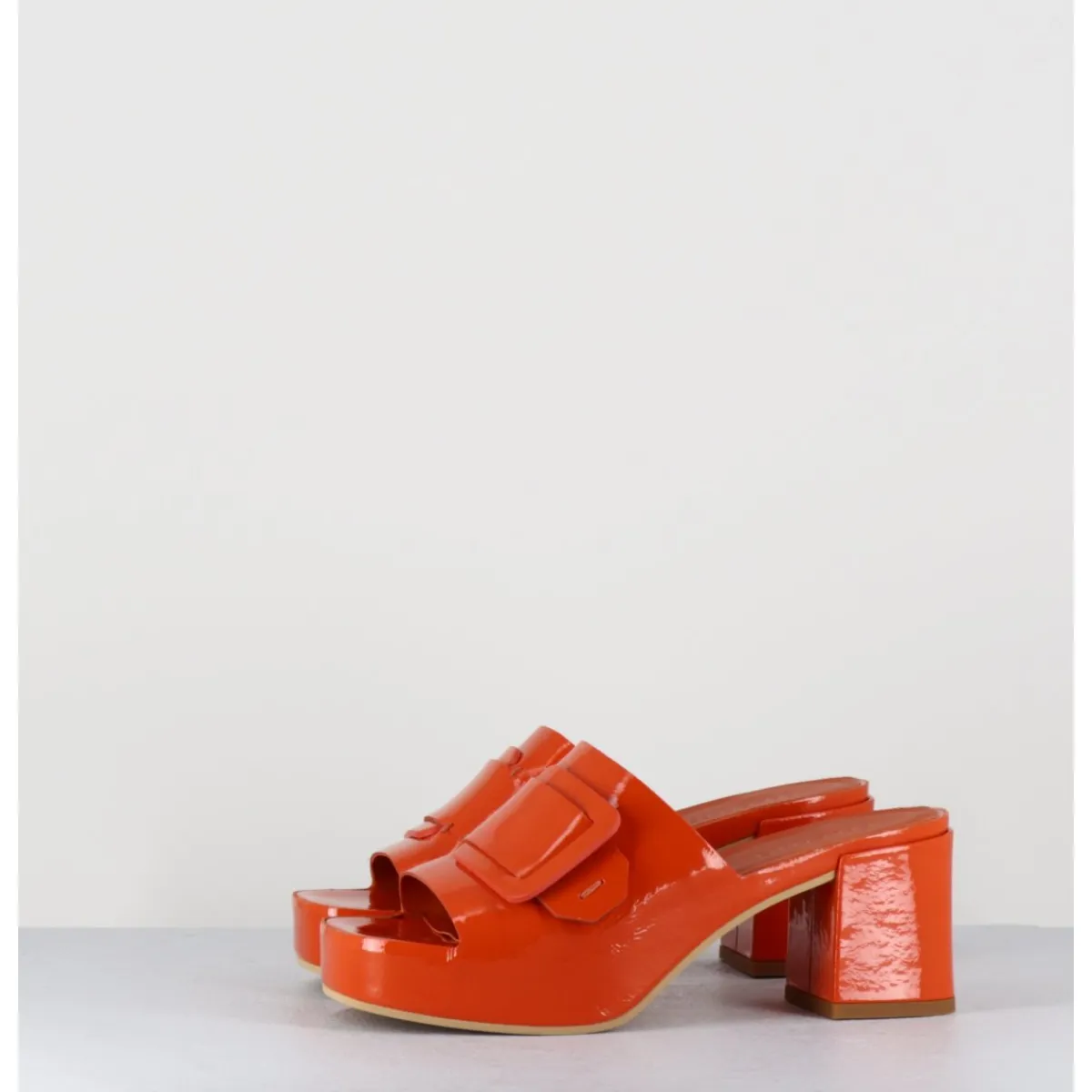Outlet DEL CARLO Mules à plateforme petit talon vernis - 11532 VETRO ORANGE