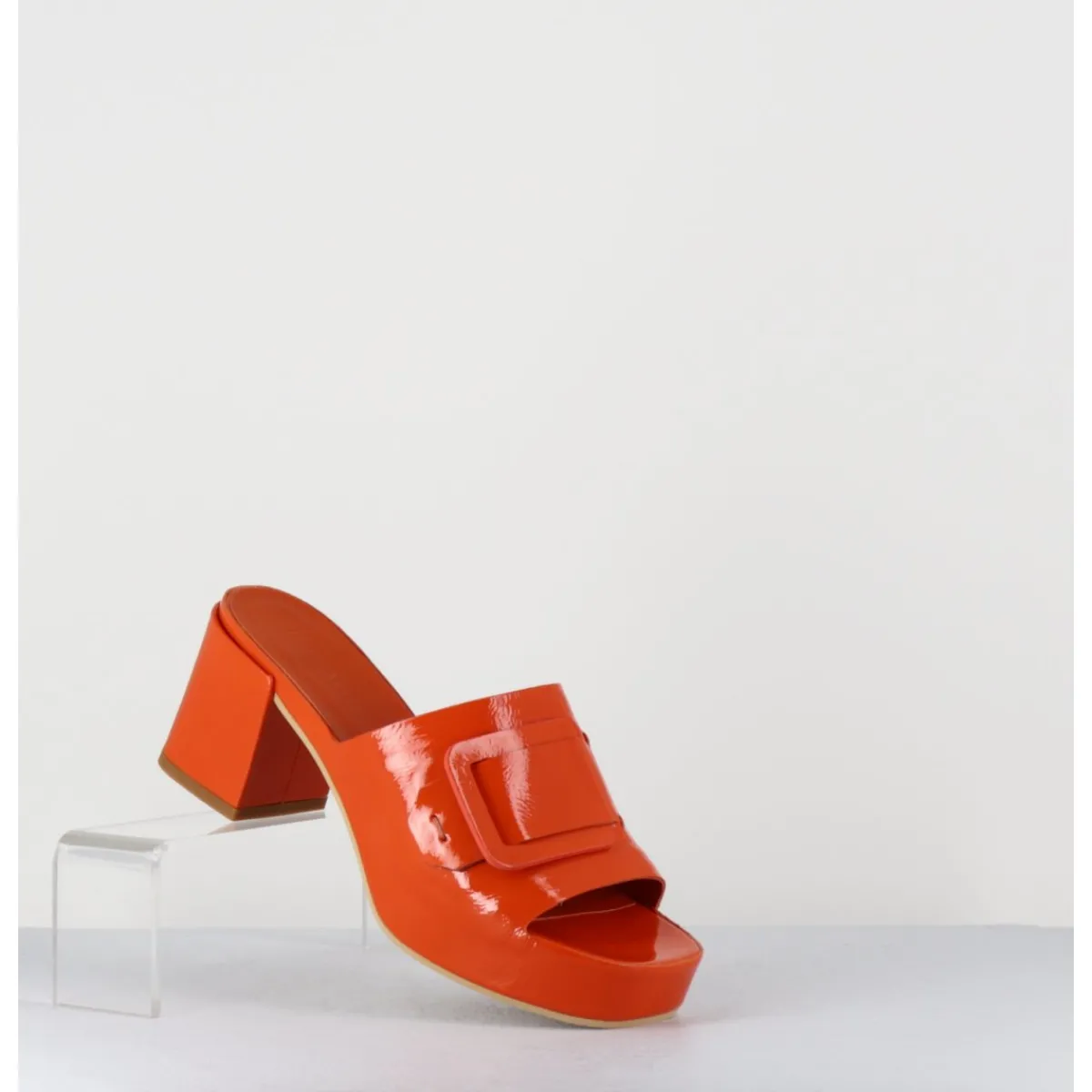 Outlet DEL CARLO Mules à plateforme petit talon vernis - 11532 VETRO ORANGE