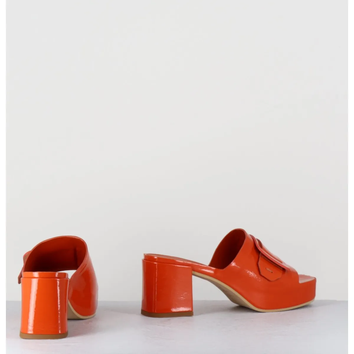 Outlet DEL CARLO Mules à plateforme petit talon vernis - 11532 VETRO ORANGE