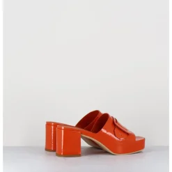 Outlet DEL CARLO Mules à plateforme petit talon vernis - 11532 VETRO ORANGE