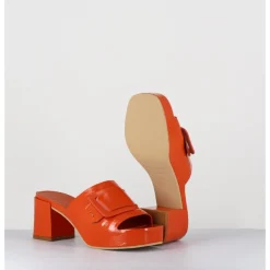 Outlet DEL CARLO Mules à plateforme petit talon vernis - 11532 VETRO ORANGE