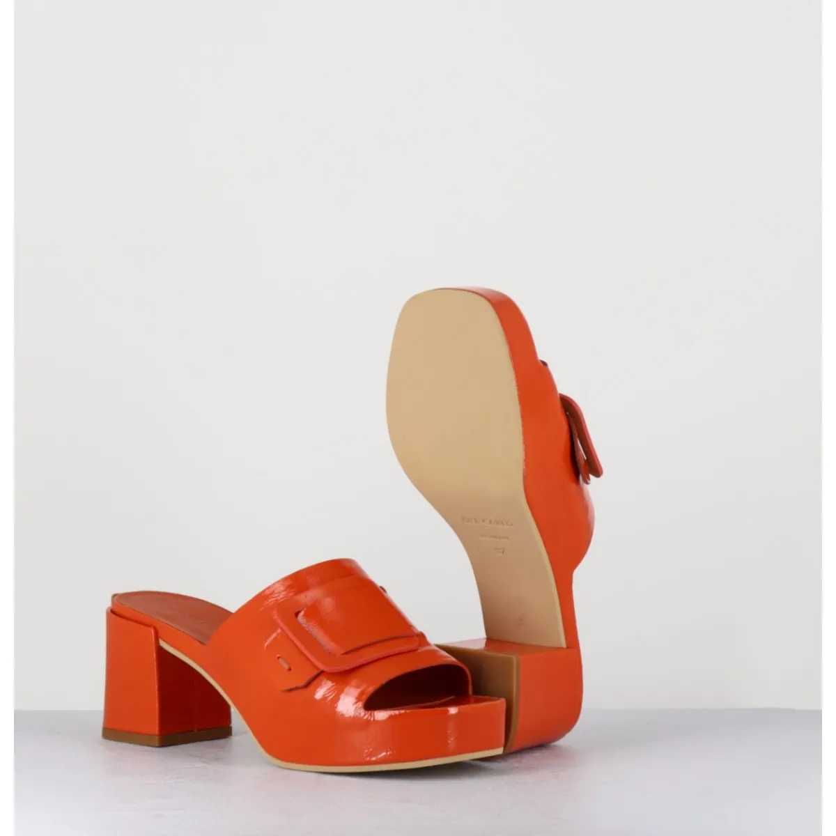 Outlet DEL CARLO Mules à plateforme petit talon vernis - 11532 VETRO ORANGE