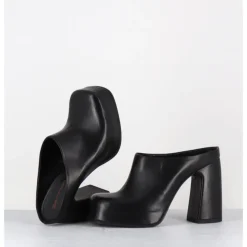 GARRICE LAB Mules à plateforme recouverte talon haut en cuir - VATIK FULAR NERO NOIR