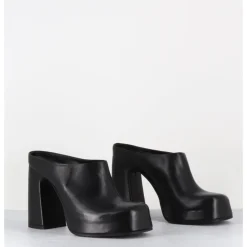 GARRICE LAB Mules à plateforme recouverte talon haut en cuir - VATIK FULAR NERO NOIR