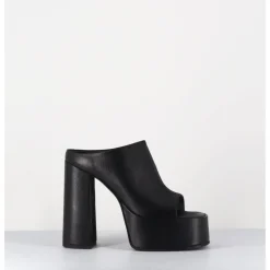 Clearance SORT AARHUS Mules à plateforme talon haut en cuir gras - 3765 GAS NERO NOIR