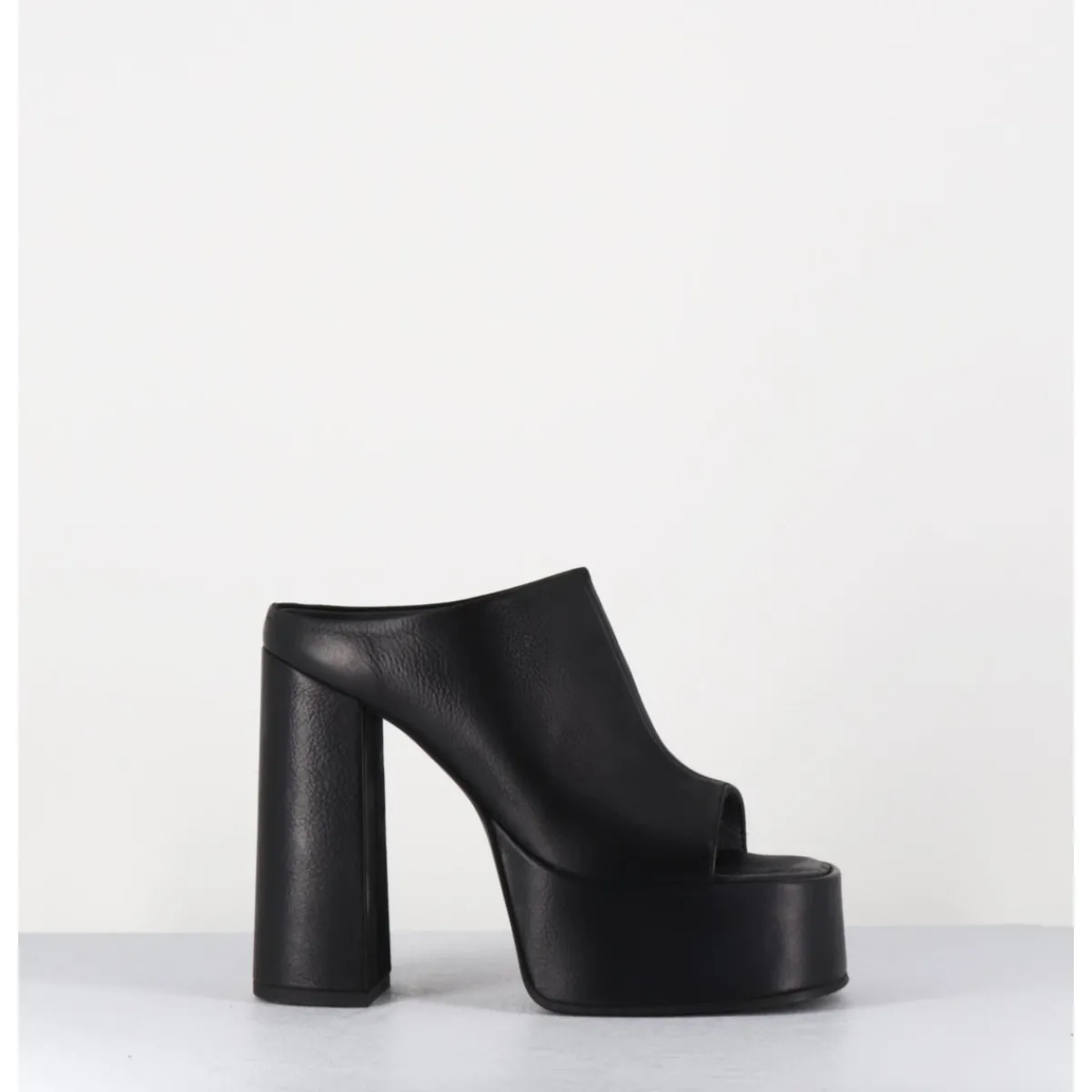 Clearance SORT AARHUS Mules à plateforme talon haut en cuir gras - 3765 GAS NERO NOIR