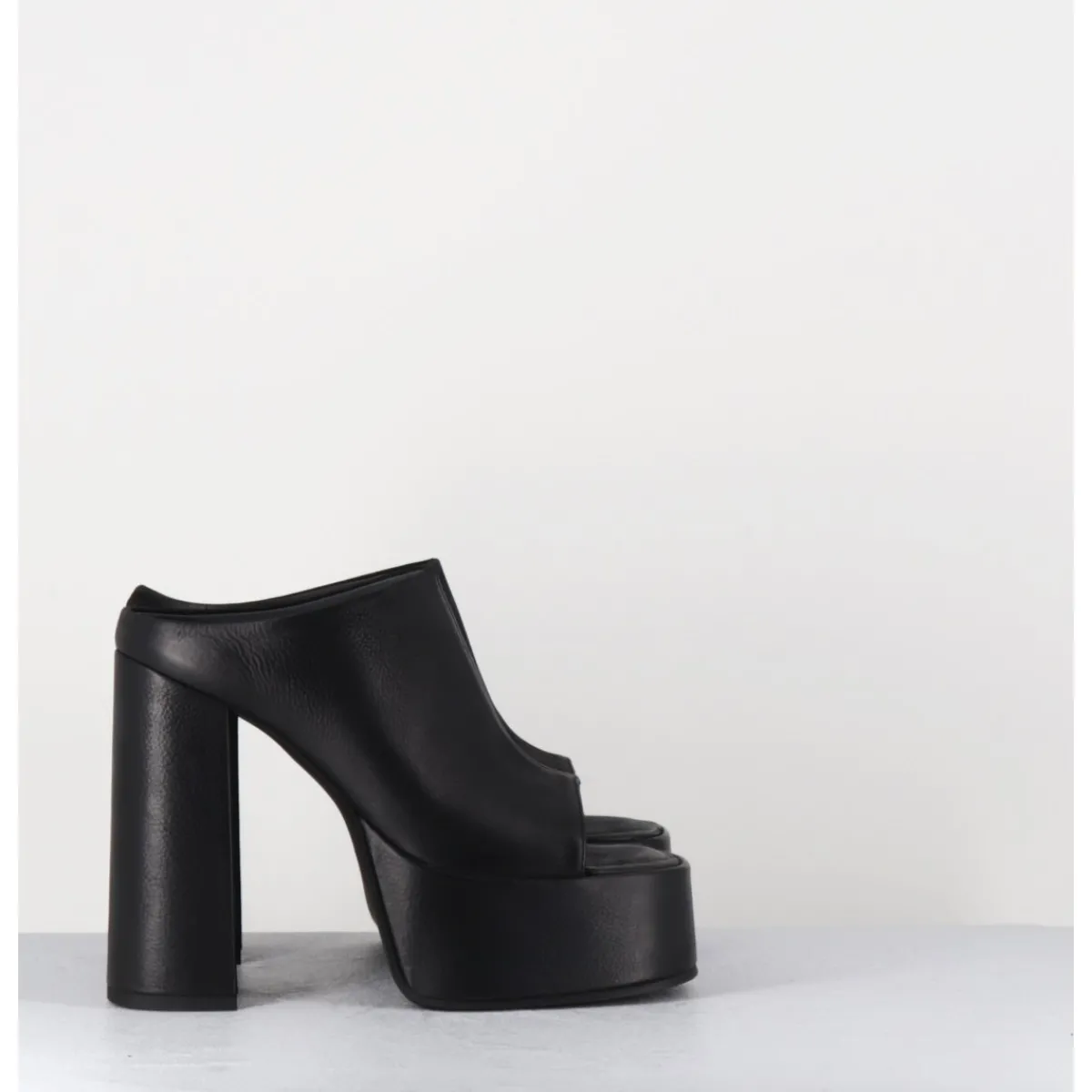 Clearance SORT AARHUS Mules à plateforme talon haut en cuir gras - 3765 GAS NERO NOIR