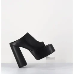 Clearance SORT AARHUS Mules à plateforme talon haut en cuir gras - 3765 GAS NERO NOIR