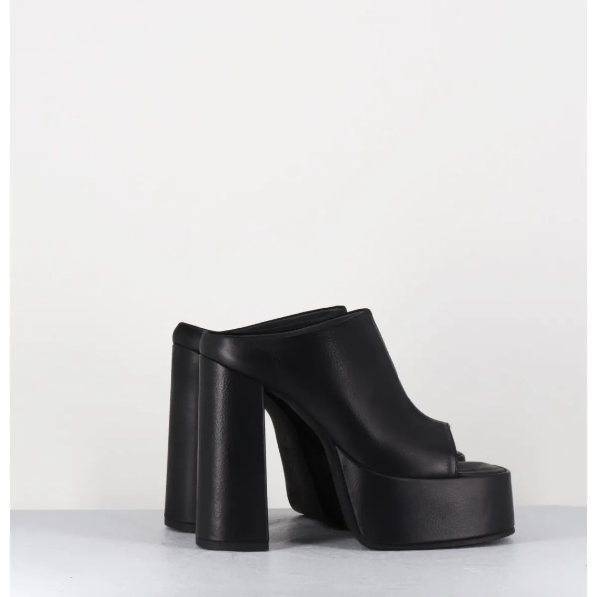 Clearance SORT AARHUS Mules à plateforme talon haut en cuir gras - 3765 GAS NERO NOIR