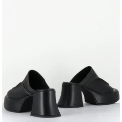 Hot E8 BY MIISTA Mules à plateformes 70s cuir & surpiqûres beiges - LOTA BLACK SANDAL NOIR