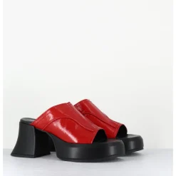 Online E8 BY MIISTA Mules à plateformes 70s cuir & surpiqûres - LOTA RED SANDAL ROUGE