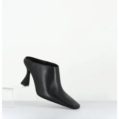 E8 BY MIISTA Mules à talon bout carrré en cuir - MANUELA BLACK MULES NOIR