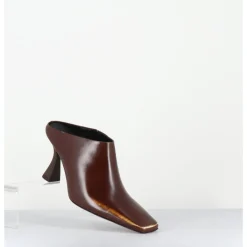 E8 BY MIISTA Mules à talon bout carrré en cuir glacé distressed - MANUELA BROWN MULE MARRON