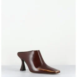 E8 BY MIISTA Mules à talon bout carrré en cuir glacé distressed - MANUELA BROWN MULE MARRON