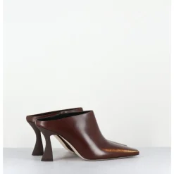 E8 BY MIISTA Mules à talon bout carrré en cuir glacé distressed - MANUELA BROWN MULE MARRON