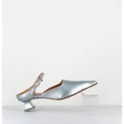 Hot MIISTA Mules bout carré petit talon en cuir irisé ciel - DELF BLUE COURT BLEU