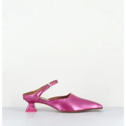 New MIISTA Mules bout carré petit talon en cuir irisé - DELF PINK COURT ROSE