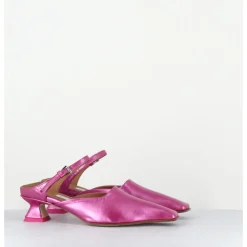 New MIISTA Mules bout carré petit talon en cuir irisé - DELF PINK COURT ROSE