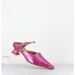 New MIISTA Mules bout carré petit talon en cuir irisé - DELF PINK COURT ROSE