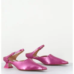 New MIISTA Mules bout carré petit talon en cuir irisé - DELF PINK COURT ROSE