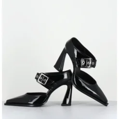 Sale GARRICE LAB Mules bout pointu à talon haut en cuir vernis - VENI32 VERNICE NERO NOIR
