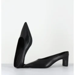 Sale TO&CO Mules bout pointu petit talon en cuir - MULP BLACK COWHIDE NOIR