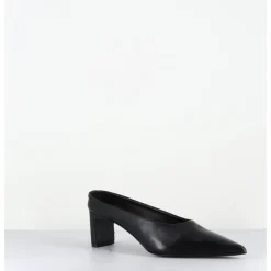 Sale TO&CO Mules bout pointu petit talon en cuir - MULP BLACK COWHIDE NOIR