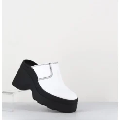 New E8 BY MIISTA Mules compensées cuir 90s wedge - MIRABELLA WHITE MULES BLANC