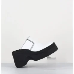 New E8 BY MIISTA Mules compensées cuir 90s wedge - MIRABELLA WHITE MULES BLANC