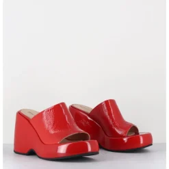 Clearance GARRICE LAB Mules compensées 90s en cuir vernis - MASA1 CINDY ROSSO ROUGE