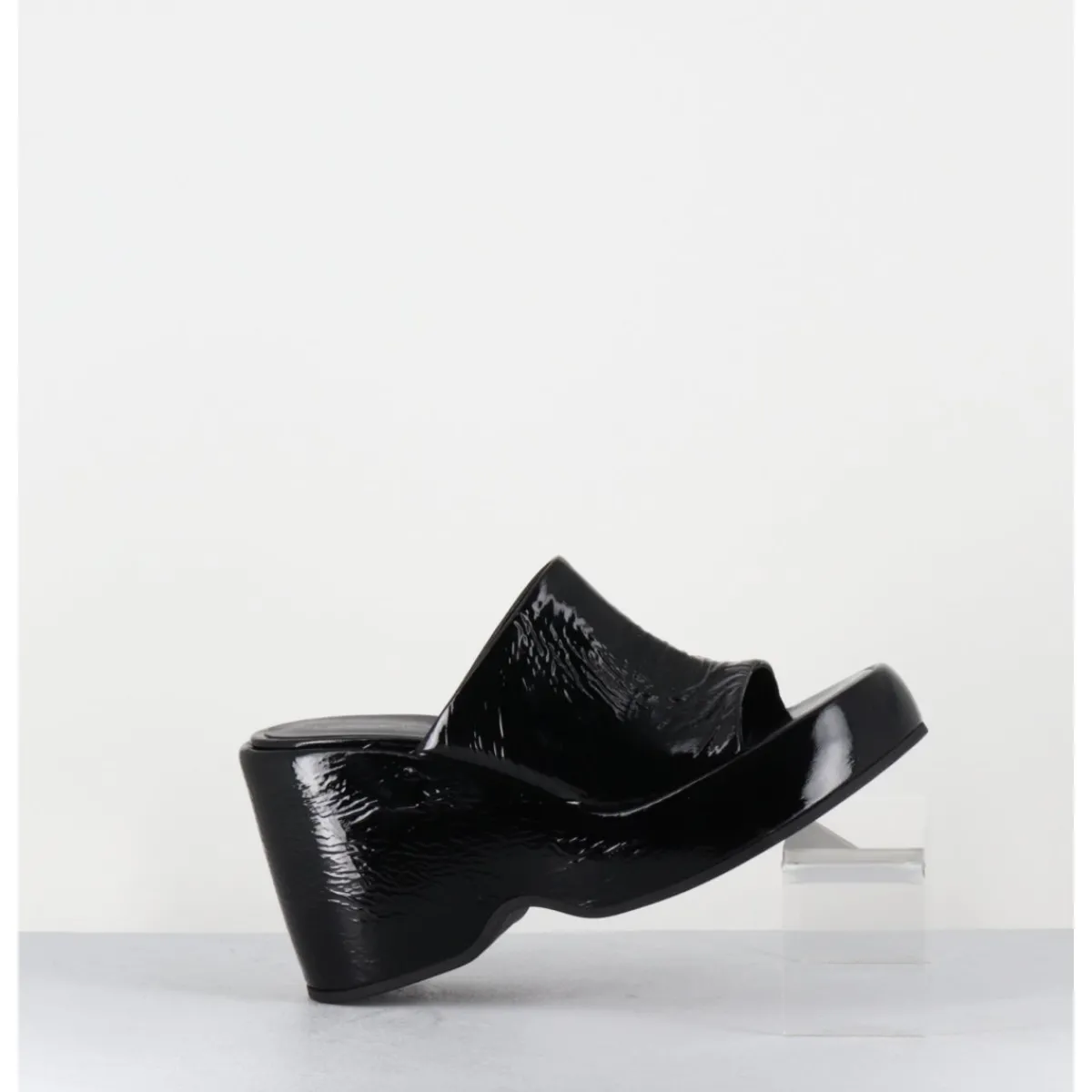Outlet GARRICE LAB Mules compensées 90s en cuir vernis - MASA2 CINDY NERO NOIR