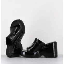 Outlet GARRICE LAB Mules compensées 90s en cuir vernis - MASA2 CINDY NERO NOIR