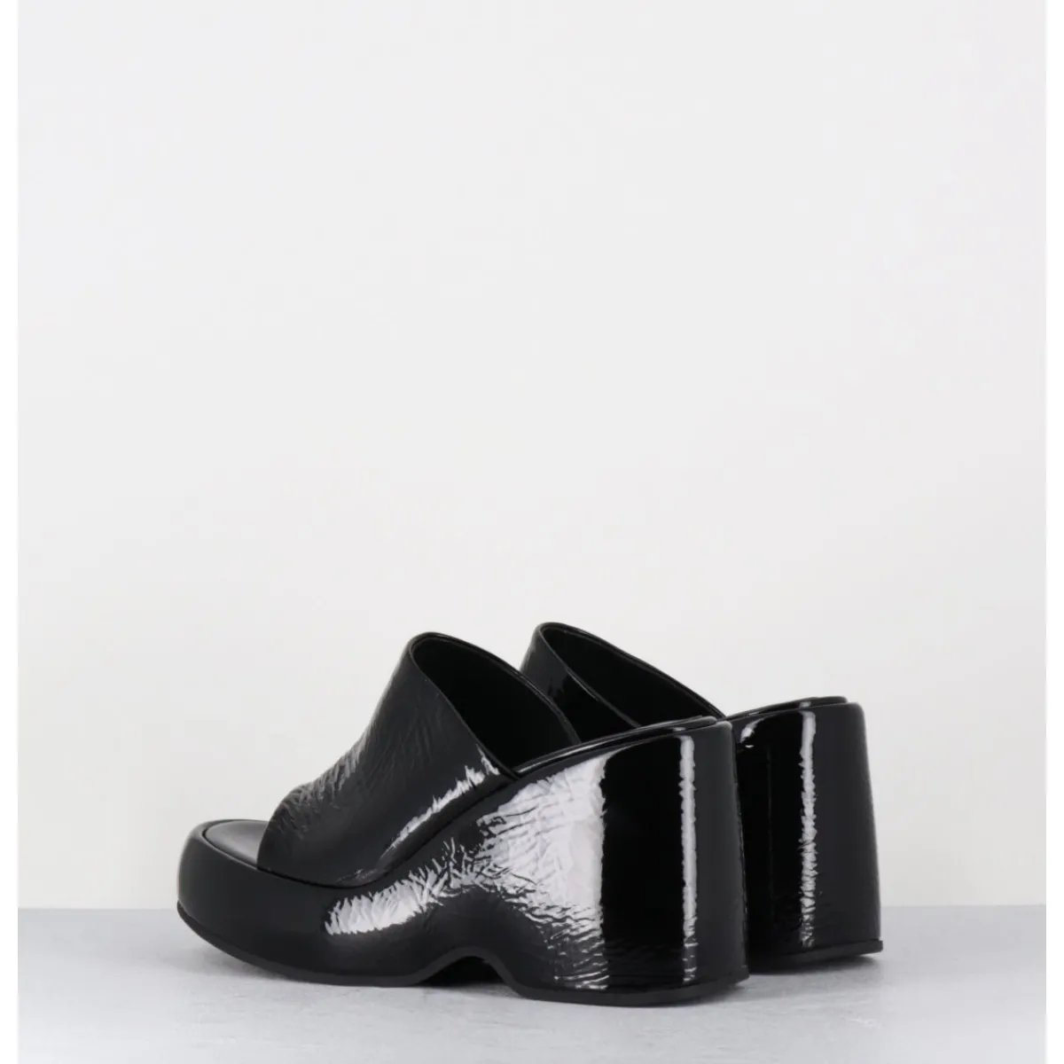 Outlet GARRICE LAB Mules compensées 90s en cuir vernis - MASA2 CINDY NERO NOIR