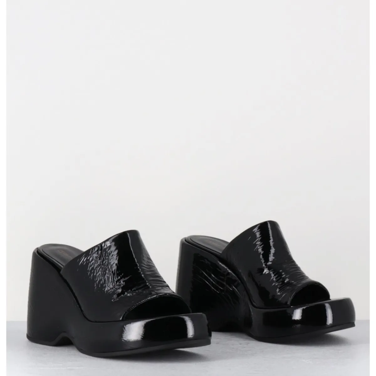 Outlet GARRICE LAB Mules compensées 90s en cuir vernis - MASA2 CINDY NERO NOIR