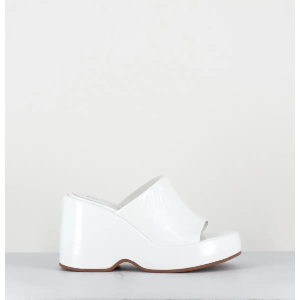 Clearance GARRICE LAB Mules compensées 90s en cuir vernis - MASA4 CINDY BIANCO BLANC